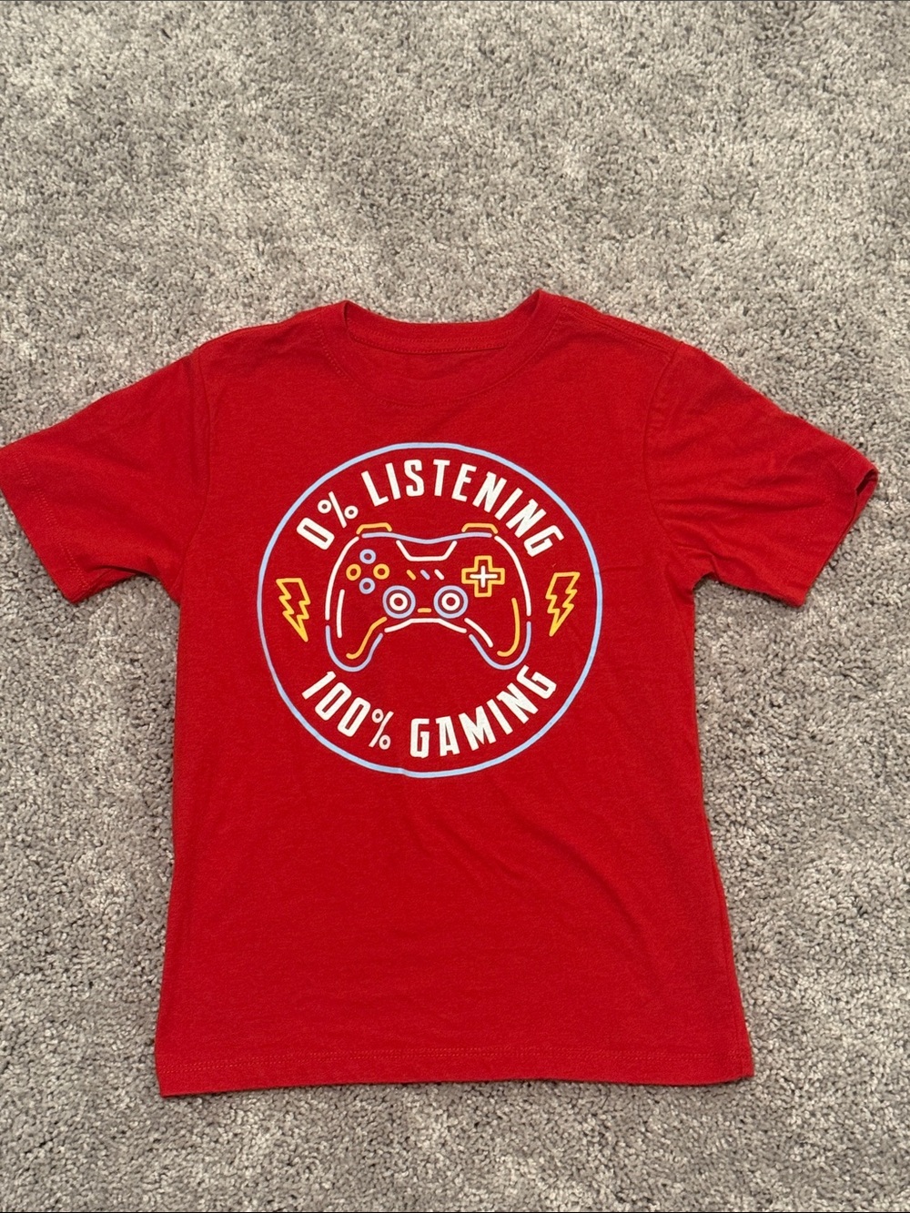 wonder nation Red Graphic Gaming Tee with Yellow Accents